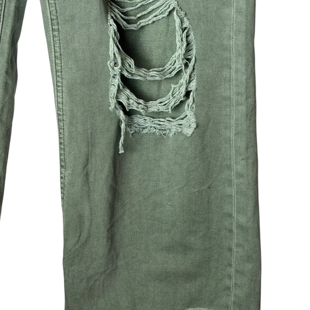 Altard State Jeans Women 29 Olive Green Distressed Wide Leg Crop‎ Pants NWT - Picture 6 of 13